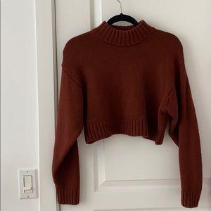 Aritzia Wilfred Cropped Burgundy Sweater